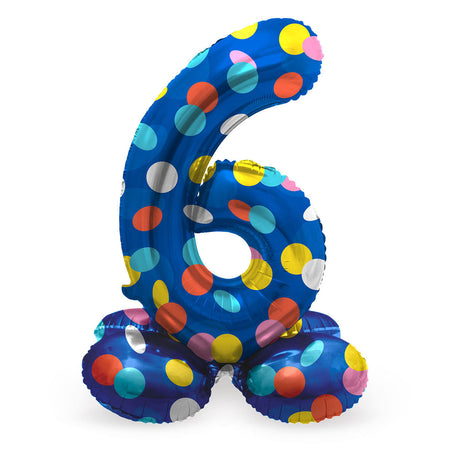 Folat bv ballon aluminium debout points colorés numéro 6 - 72cm