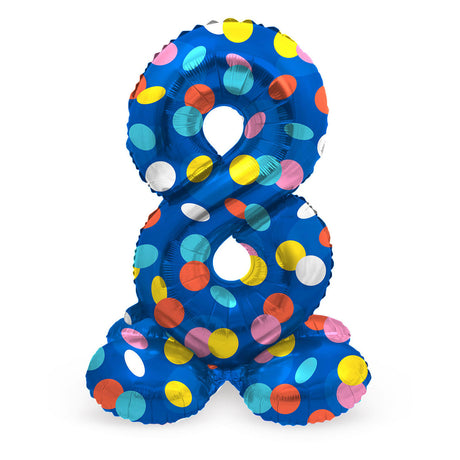 Folat bv ballon aluminium debout points colorés numéro 8 - 72cm