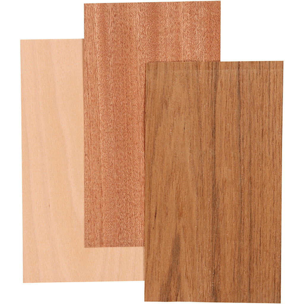 Creativ Company Bamboo Veneer Beech Eiken Mahonie, 3 feuilles