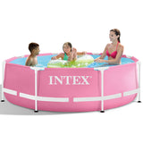 Intex Pink Metal Frame zwembad 244 x 76 cm met filterpomp