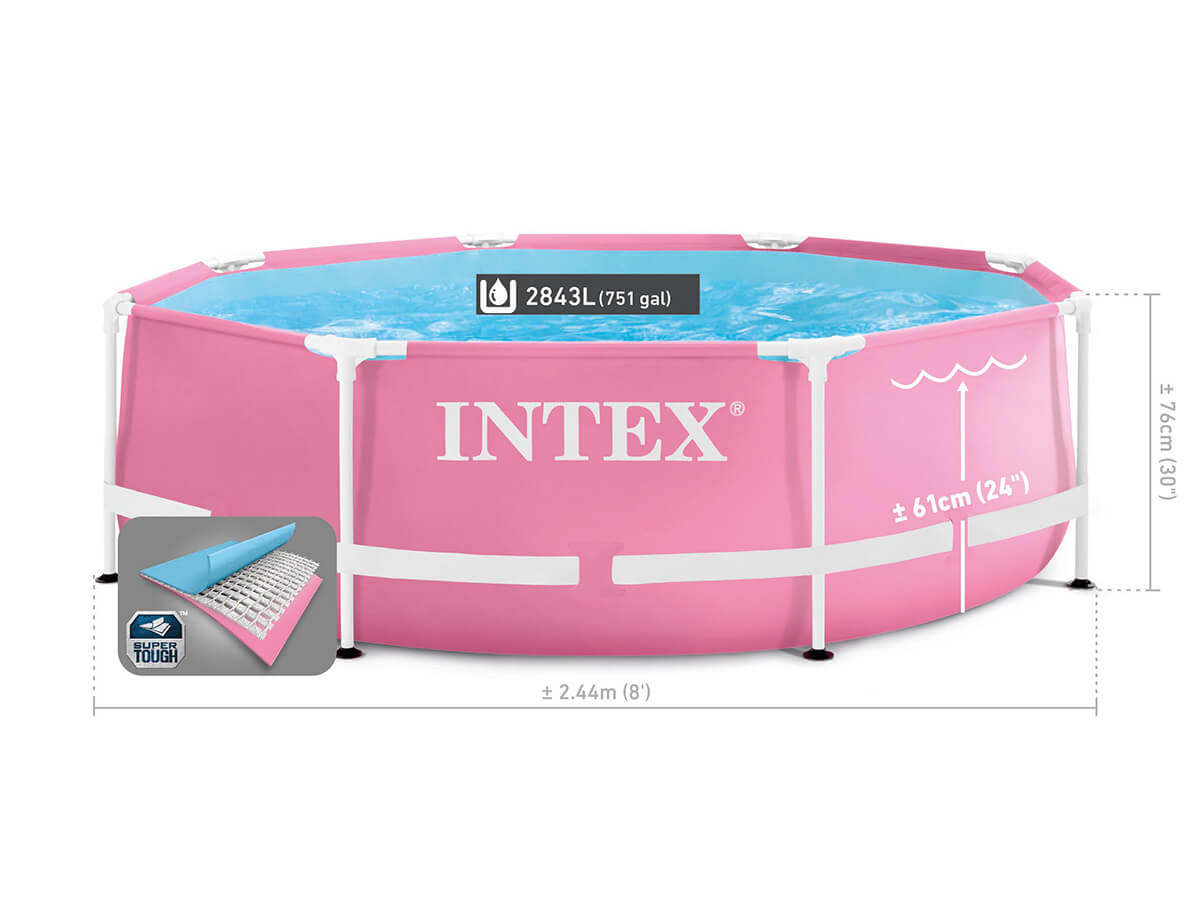 Intex roza kovinski okvir bazen 244 x 76 cm s filtrirno črpalko