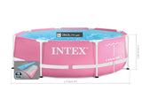 Intex Pink Metal Frame zwembad 244 x 76 cm met filterpomp