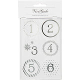 Vivi gade autocollants numéro calendrier de Noël, d 40 mm, feuille 9x14 cm, argent, blanc, 4 feuilles 1 boîte