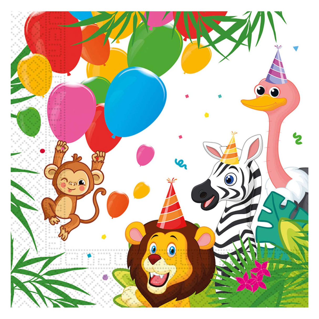 Serviettes en papier Globos ballons jungle fsc, 20 pcs.