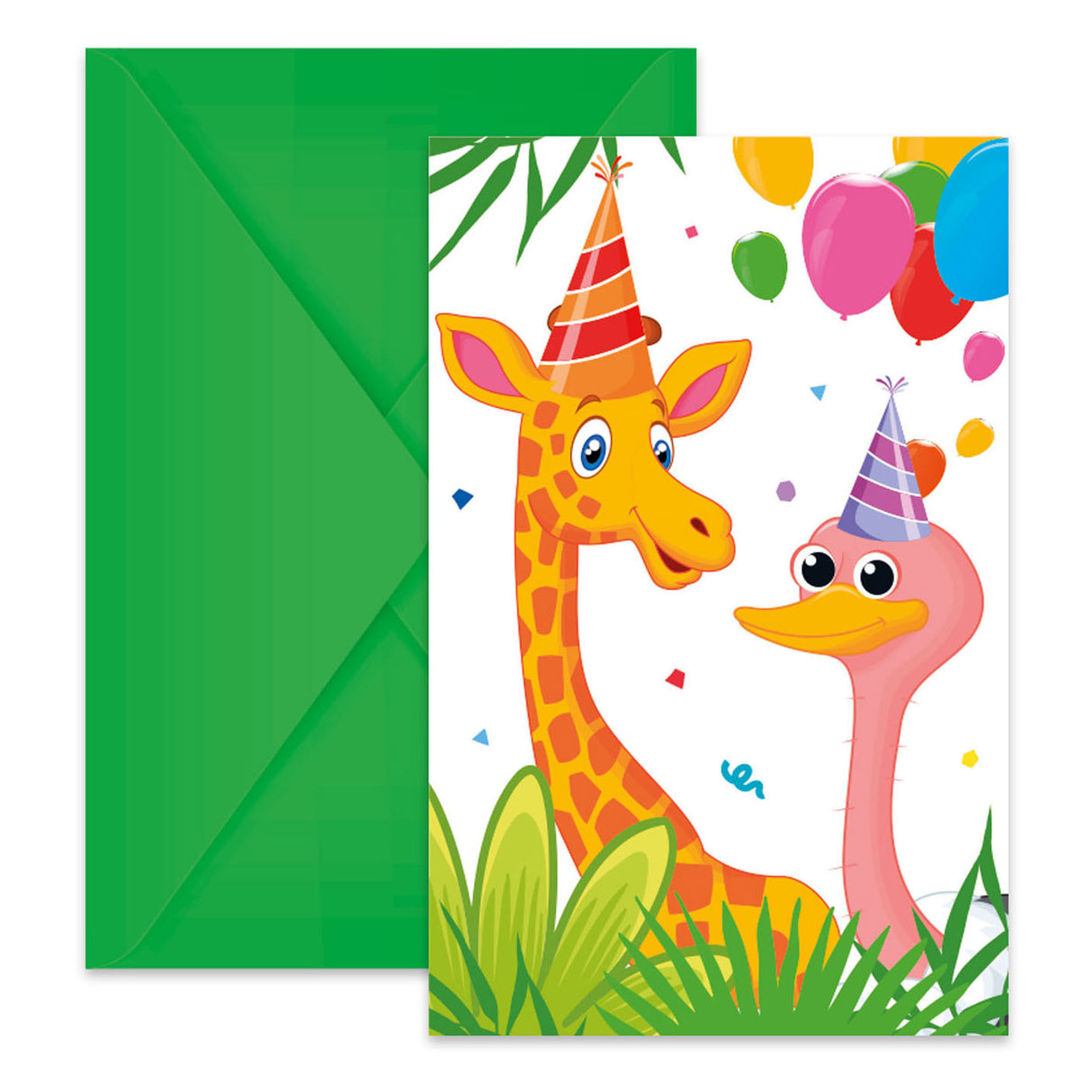 Invitations and envelopes FSC Jungle Balloons, 6st.