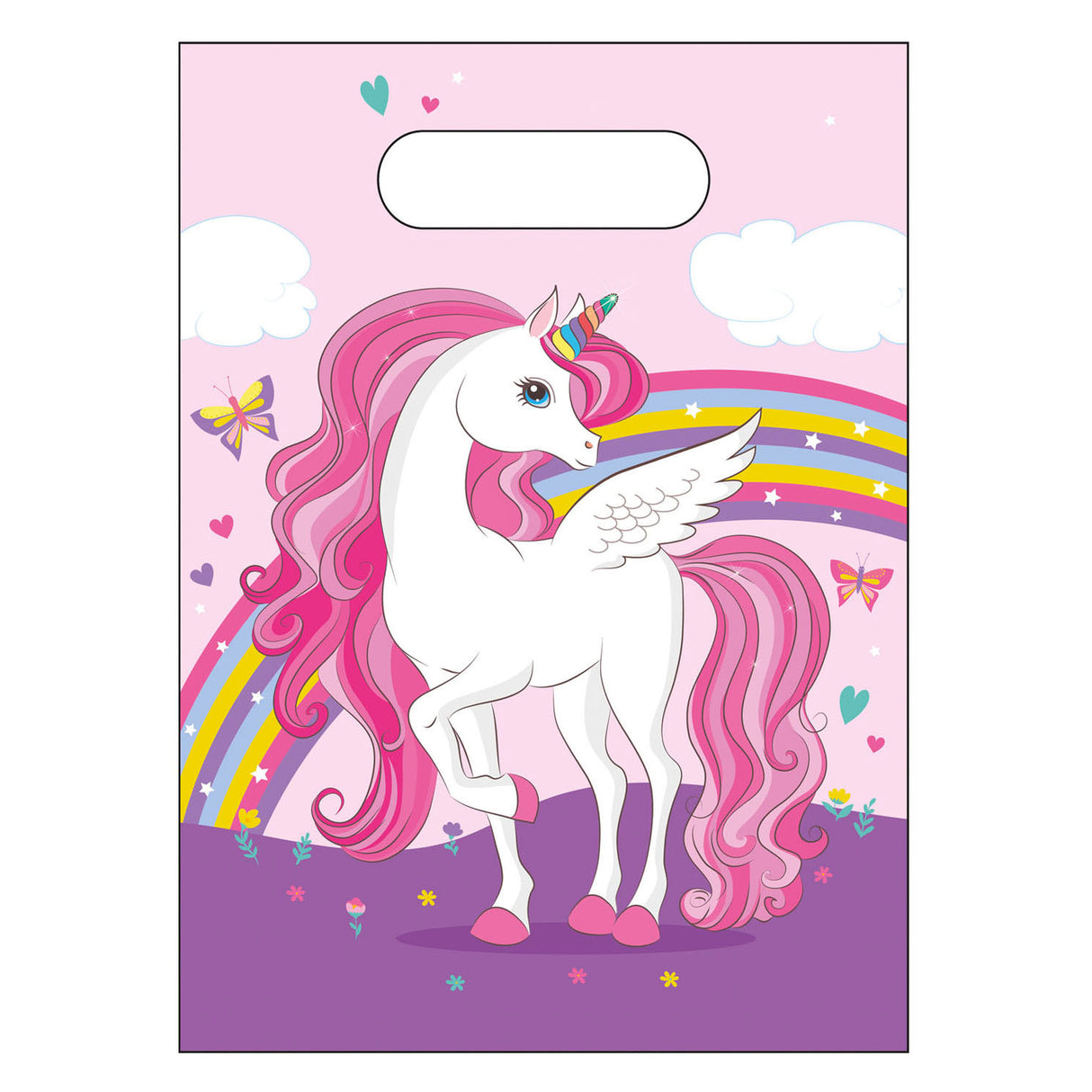Globos sacs de fête licorne couleurs arc-en-ciel, 6 pcs.