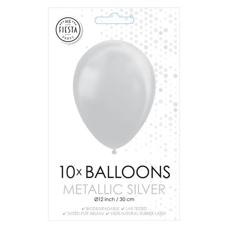 Globos Balloons Metallic Silver 30 cm, 10 ..