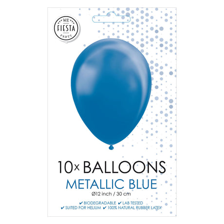 Globos Balloons Metallic Blue 30cm, 10 ..