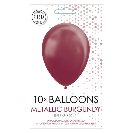 Globos Balloons Metallic Bordeaux 30cm, 10 ..