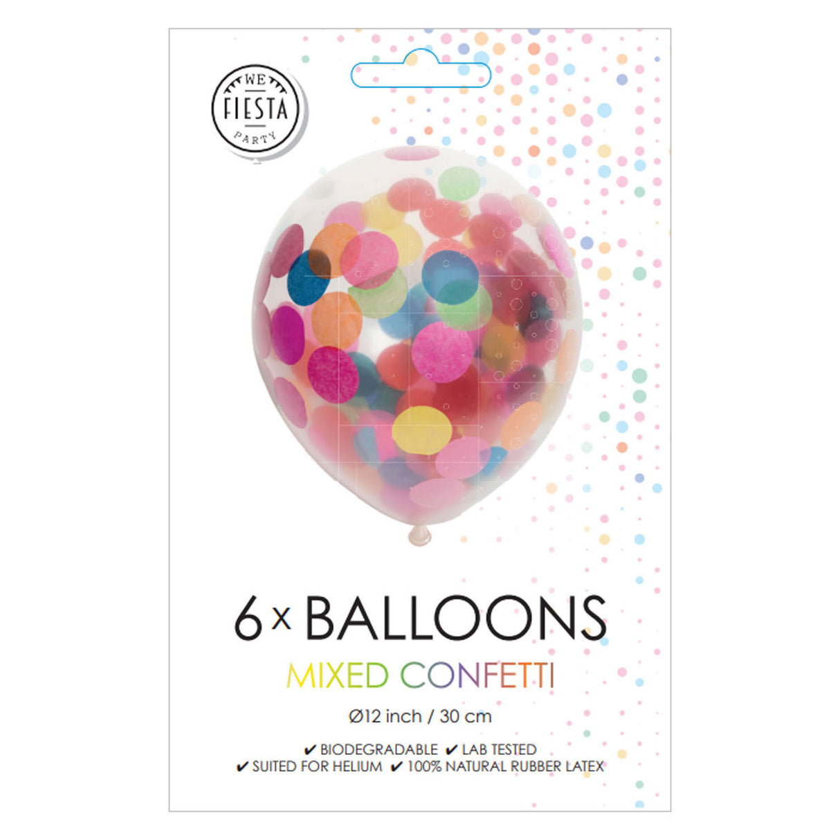Ballons confettis Globos mélange de confettis en papier 30cm, 6 pcs.