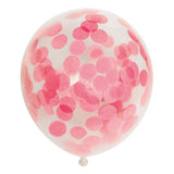 Ballons confettis Globos confettis en papier rose bébé 30cm, 6 pcs.