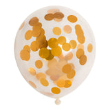 Ballons confettis Globos confettis en papier or métallisé 30cm, 6 pcs.