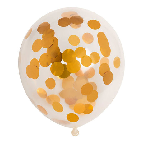 Ballons confettis Globos confettis en papier or métallisé 30cm, 6 pcs.
