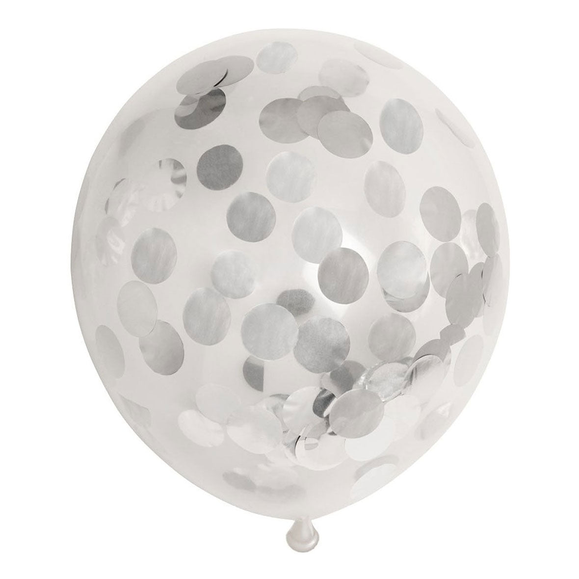 Ballons confettis Globos confettis en papier argent métallisé 30cm, 6 pcs.