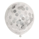 Ballons confettis Globos confettis en papier argent métallisé 30cm, 6 pcs.