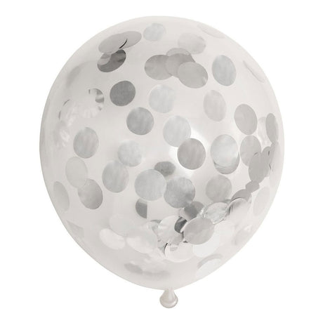 Ballons confettis Globos confettis en papier argent métallisé 30cm, 6 pcs.
