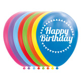 Ballons Globos joyeux anniversaire mélange de couleurs 30cm, 8 pcs.