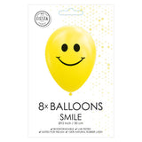 Ballons Globos sourire jaune 30cm, 8 pcs.