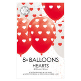 Globos Corazones Rojos Blanco 30 cm, 8st.