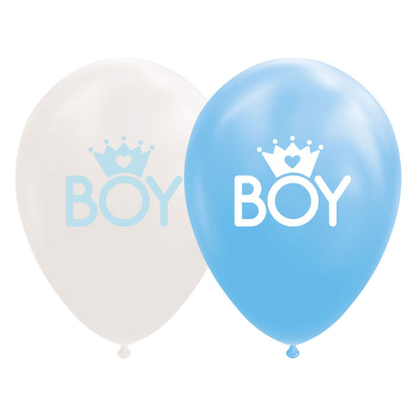 Ballons Globos fils bébé bleu blanc 30cm, 8 pcs.