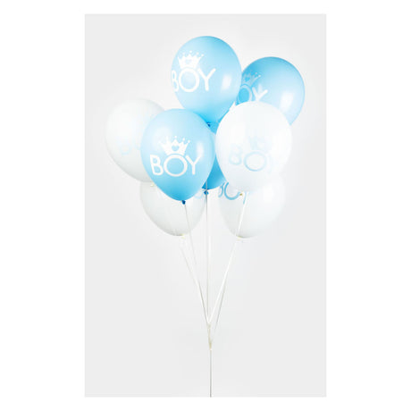 Ballons Globos fils bébé bleu blanc 30cm, 8 pcs.