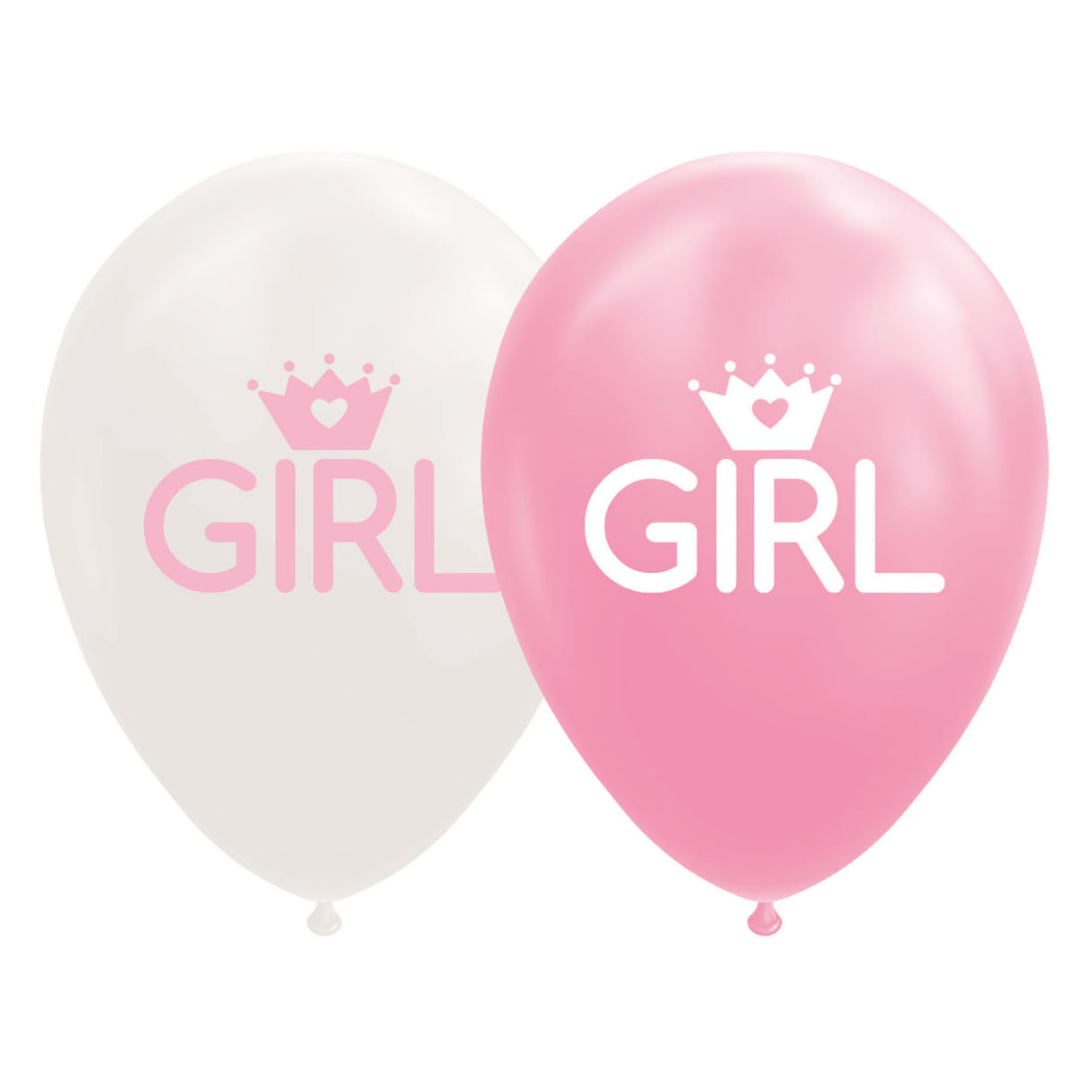 Ballons Globos fille bébé rose blanc 30cm, 8 pcs.