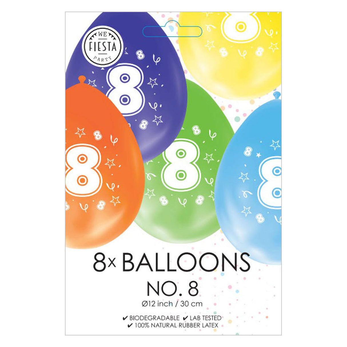 Ballons Globos numéro 8 imprimé recto-verso, 8 pcs.