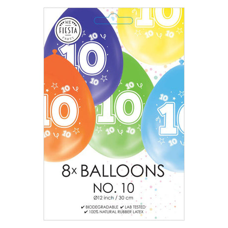 Ballons Globos imprimés recto-verso numéro 10, 8 pcs.
