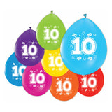Ballons Globos imprimés recto-verso numéro 10, 8 pcs.