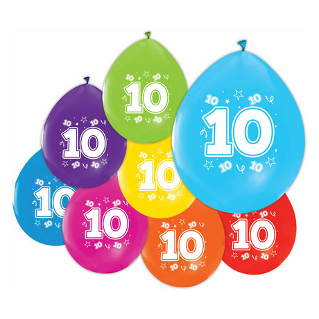 Ballons Globos imprimés recto-verso numéro 10, 8 pcs.