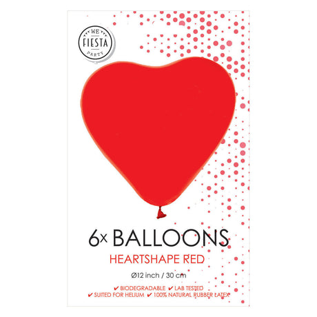 Ballons Globos ballons coeur rouge 30cm, 6 pcs.