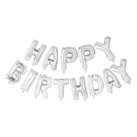 Globos ballon en aluminium texte joyeux anniversaire argent