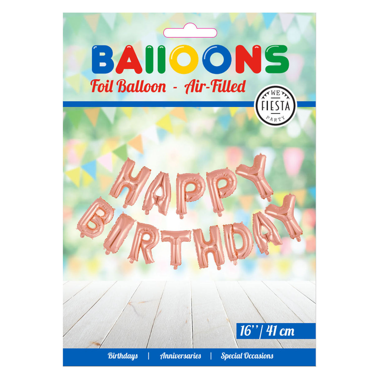 Globos ballon en aluminium texte joyeux anniversaire or rose