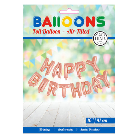 Globos ballon en aluminium texte joyeux anniversaire or rose