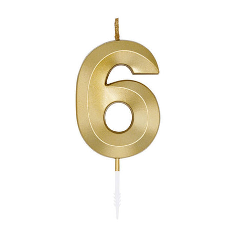 Bougie à gâteau Globos 6cm or métallique no. 6