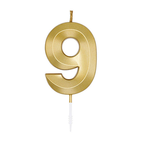 Bougie à gâteau Globos 6cm or métallique no. 9