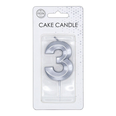 Bougie à gâteau Globos 6cm argent métallisé n°3