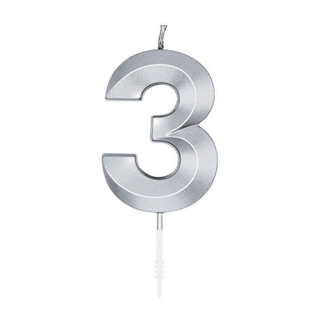 Bougie à gâteau Globos 6cm argent métallisé n°3