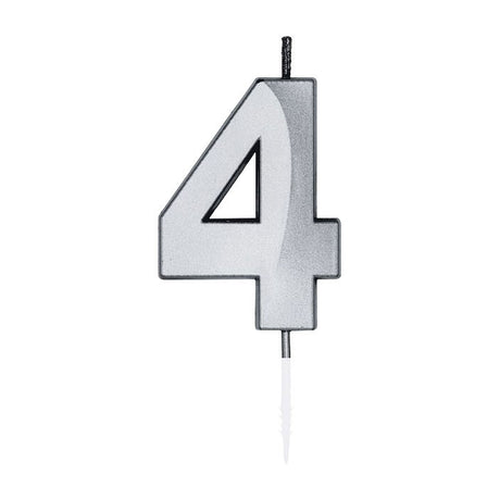 Bougie à gâteau Globos 6cm argent métallisé n°4