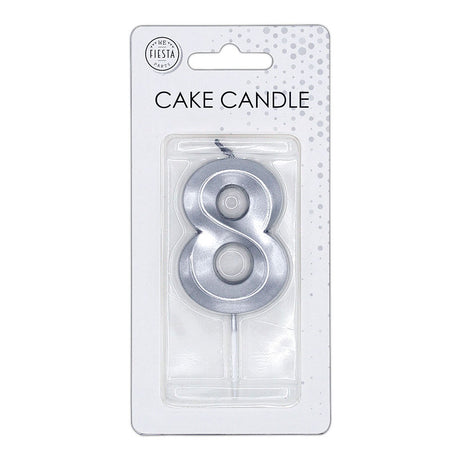 Bougie à gâteau Globos 6cm argent métallisé n°8