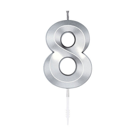 Bougie à gâteau Globos 6cm argent métallisé n°8