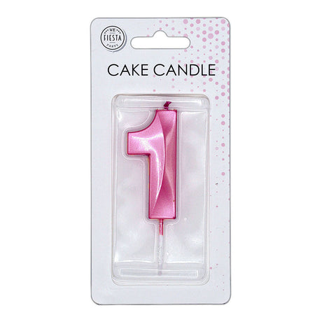Globos taartkaars 6cm metallic licht roze no. 1