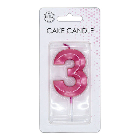 Bougie à gâteau Globos 6cm rose clair métallisé no. 3