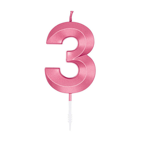 Bougie à gâteau Globos 6cm rose clair métallisé no. 3