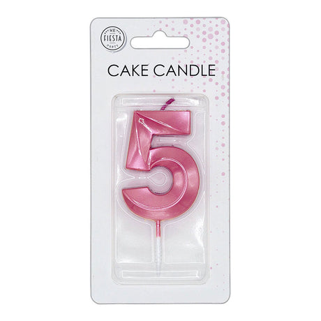 Bougie à gâteau Globos 6cm rose clair métallisé no. 5