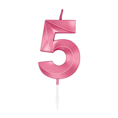 Bougie à gâteau Globos 6cm rose clair métallisé no. 5