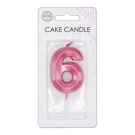 Globos taartkaars 6cm metallic licht roze no. 6