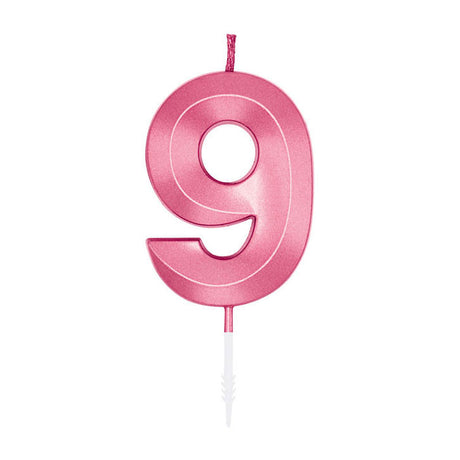 Bougie à gâteau Globos 6cm rose clair métallisé no. 9