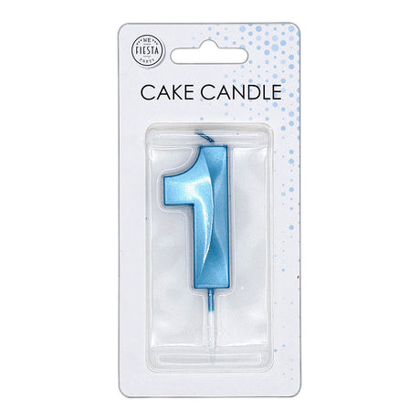 Bougie à gâteau Globos 6cm bleu clair métallisé no. 1
