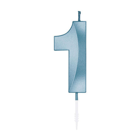 Bougie à gâteau Globos 6cm bleu clair métallisé no. 1